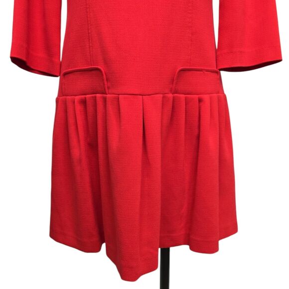 Eliza J‎ Women’s Round Neck Long Sleeve Mini Sheath Dress Size 10 Red Drop Waist - Picture 8 of 12